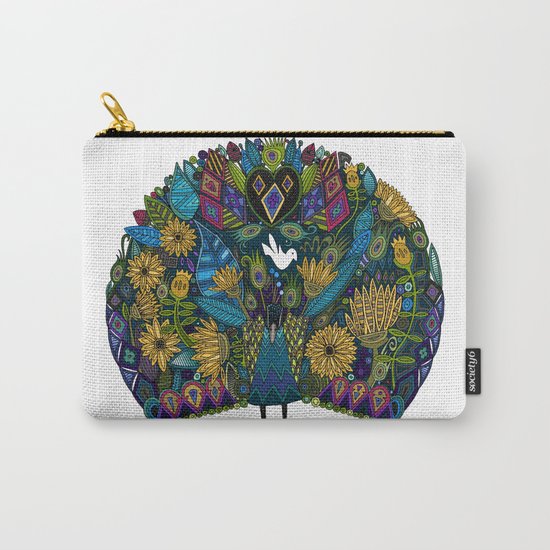 peacock garden white Carry-All Pouch