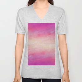 Cavani - Artistic Colorful Abstract Pink Watercolor Painting Digital Art V Neck T Shirt