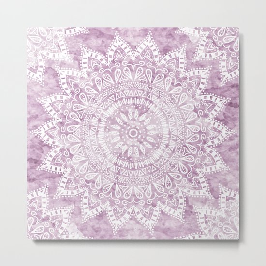 BOHEMIAN FLOWER MANDALA IN PINK Metal Print