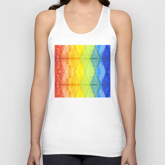 Geometrict Abstract Rainbow Watercolor Pattern Unisex Tank Top