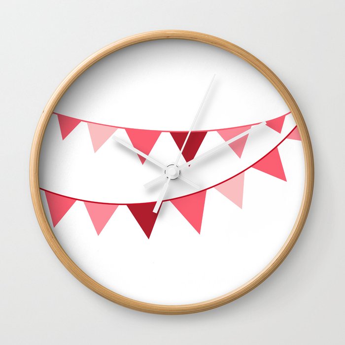 Red berry Pennant Banner Wall Clock