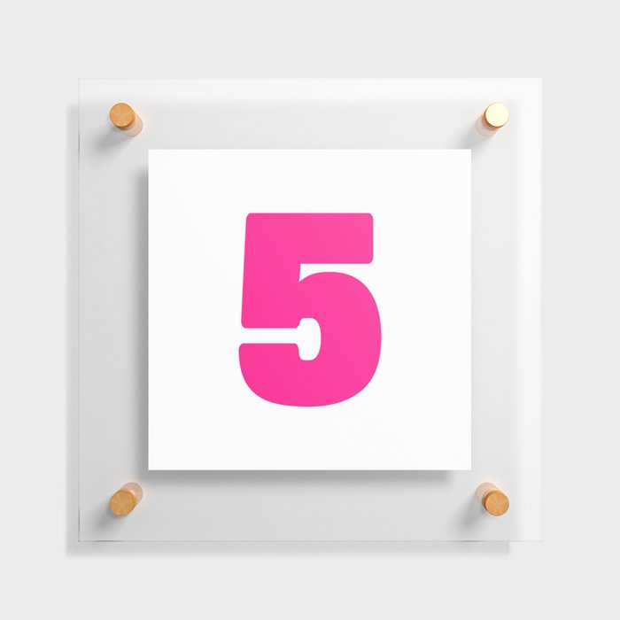 5 (Dark Pink & White Number) Floating Acrylic Print