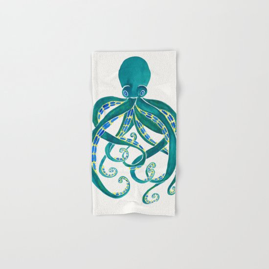 Watercolor Octopus Hand & Bath Towel