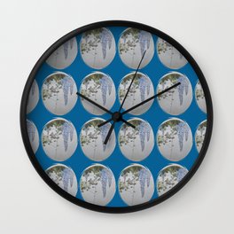 Robin In Wisteria Vine Vector Art Pattern Wall Clock
