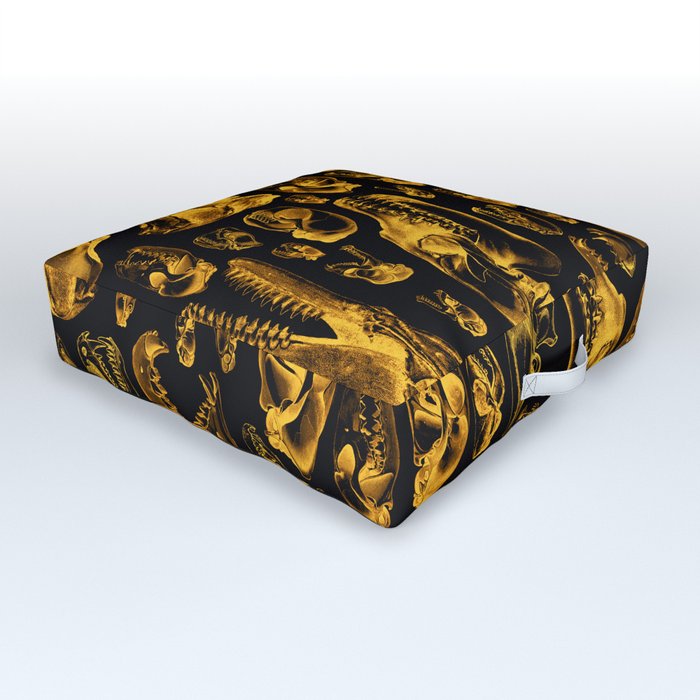 Carnivore Abstract Wild Animal Vintage Skull Pattern GOLD Outdoor Floor Cushion