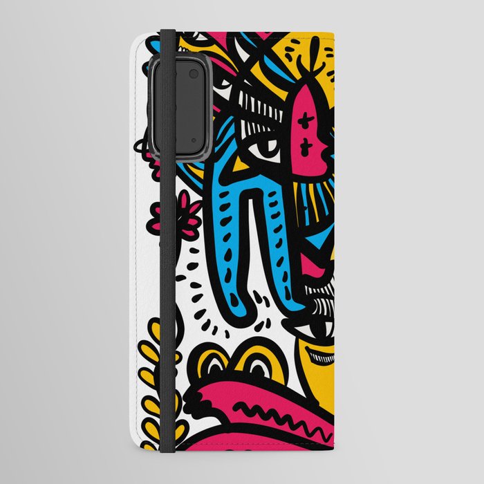 Colorful Graffiti Inca Creatures Pink Blue Yellow  Android Wallet Case