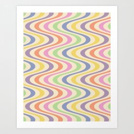 Retro Colorful Warp Lines Pattern Art Print