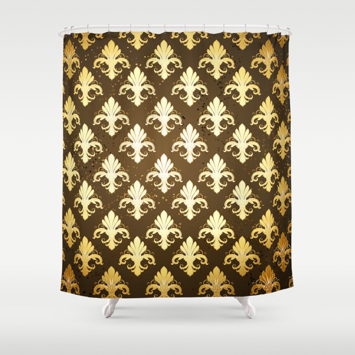 Background With Gold Fleur De Lis Shower Curtain By Blackmoon9