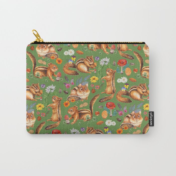 Chipmunks friends - green Carry-All Pouch
