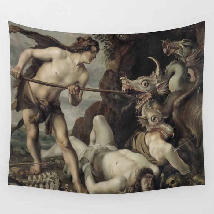 Cadmus slaying the dragon Wall Tapestry