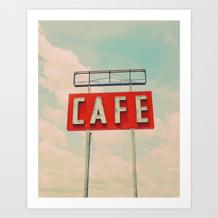 Vintage Cafe sign.  Art Print