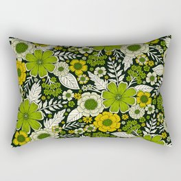 Modern Yellow & Green Floral Pattern Rectangular Pillow