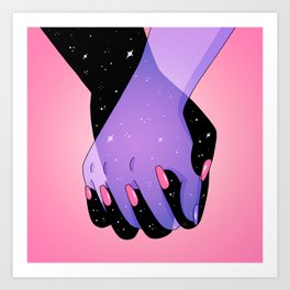 Cosmic Hand Squeeze Art Print