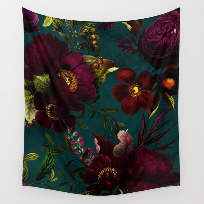Before Midnight Vintage Flowers Garden Wall Tapestry