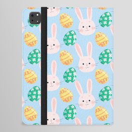 Colorful Pastel Easter Egg Rabbit Pattern iPad Folio Case