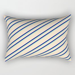 [ Thumbnail: Bisque, Blue, and Aquamarine Colored Lines Pattern Rectangular Pillow ]
