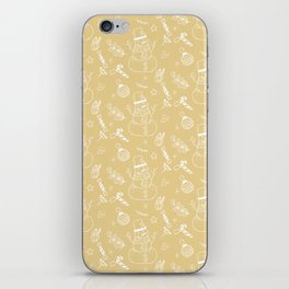 Tan and White Christmas Snowman Doodle Pattern iPhone Skin