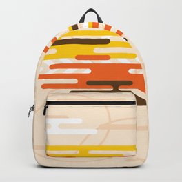 RED, YELLOW AND BLACK ON A PALE PEACH BACKGROUND Abstract Art Backpack
