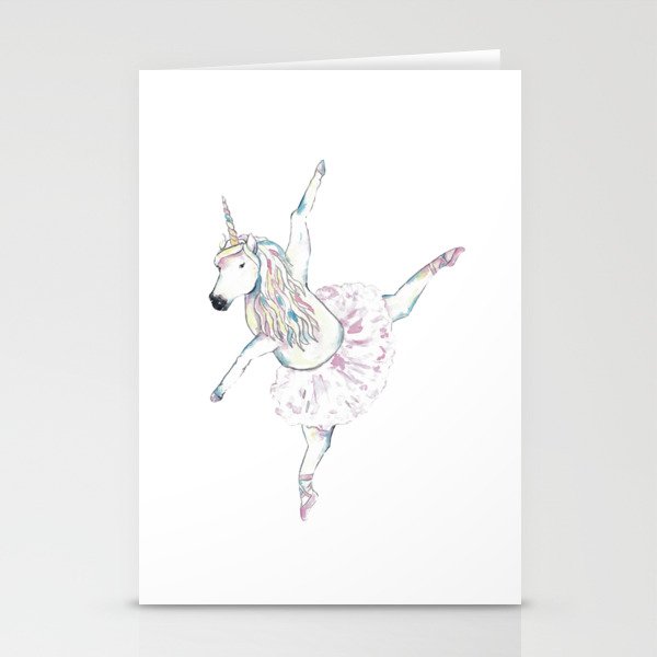 Unicorn ballerina painting watercolour Stationery Cards