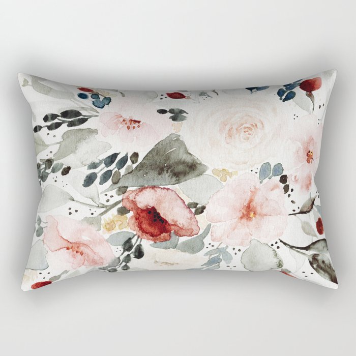 Loose Watercolor Bouquet Rectangular Pillow