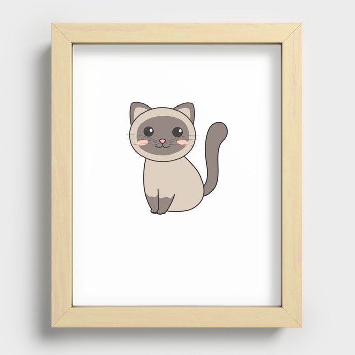 Siamese Cat Kawaii Cats Cute Animals For Kids Recessed Framed Print
