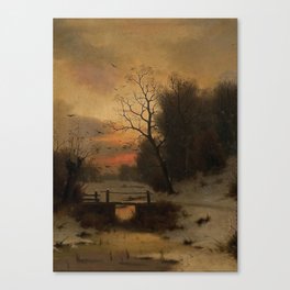 Winter landscape at dusk - Eduard Hein  Canvas Print