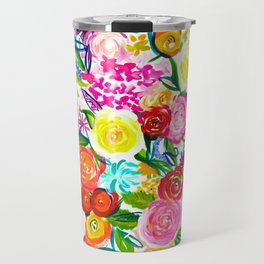 Neon Summer Floral // Small print Travel Mug