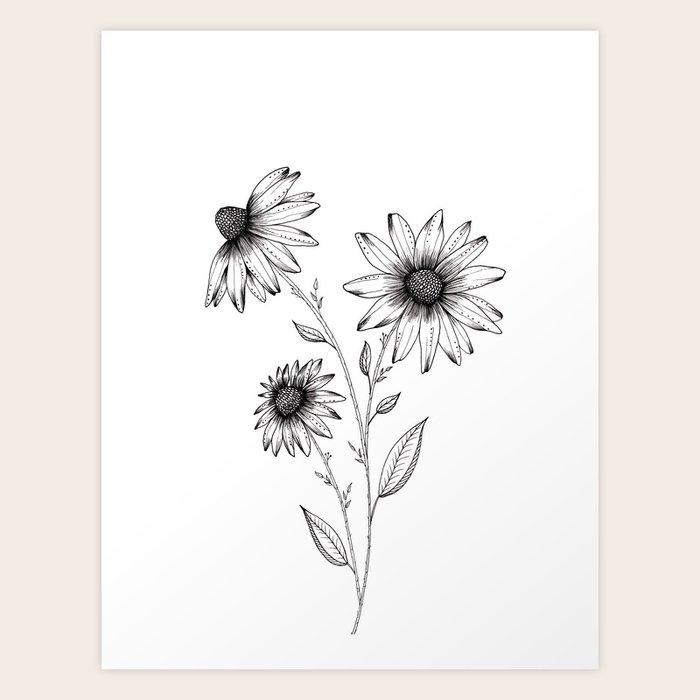 Wildflowers Ink Drawing Art Print by Kris Kivu Society6