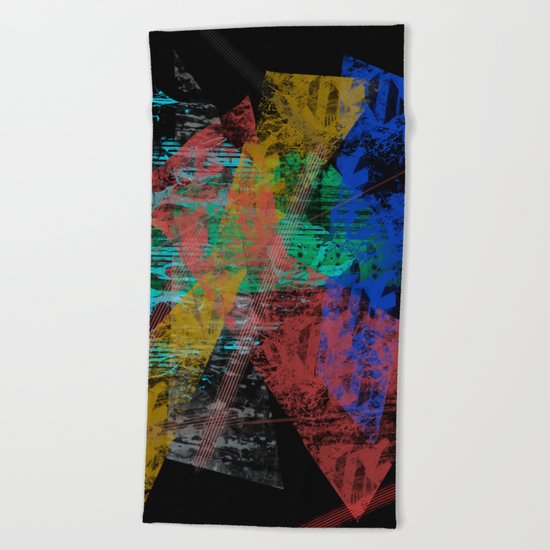 Black abstract designe Beach Towel
