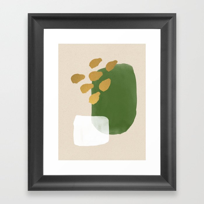 Graphic Stains - Green Gold Framed Art Print