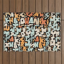 graffiti pattern - colorful letter Design   Outdoor Rug