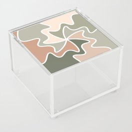 Abstract Curved Mid Century Modern Style Lines pattern - Antique Brass and Axolotl Acrylic Box