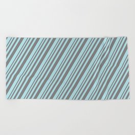 [ Thumbnail: Grey and Powder Blue Colored Lines/Stripes Pattern Beach Towel ]