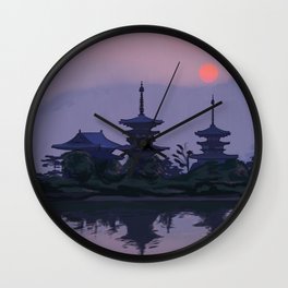 Yakushiji at Sunset Wall Clock
