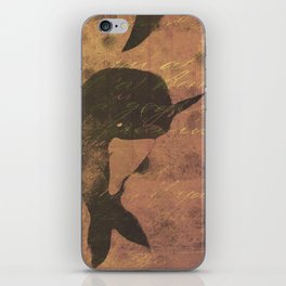 Narwhal and whale swim happily through the seas iPhone Skin
