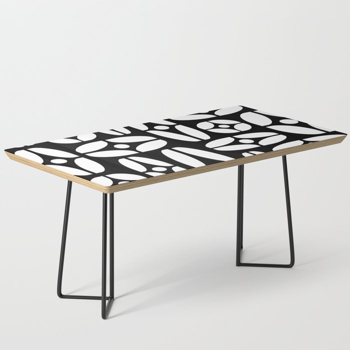 Mid Century Modern Geometric Abstract 824 Black and White Coffee Table