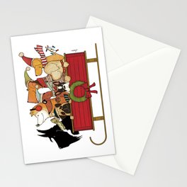 Sledding dogs christmas artwork geministudio Stationery Card