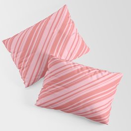 [ Thumbnail: Light Coral & Pink Colored Lines Pattern Pillow Sham ]