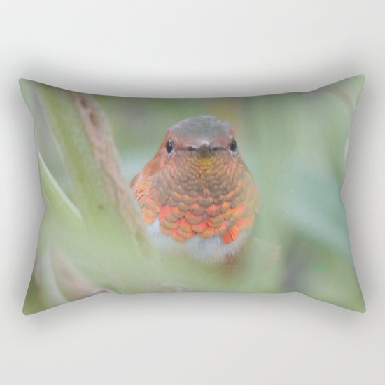 An Allen's Hummingbird Amid Mexican Sage Rectangular Pillow