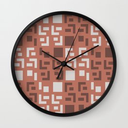 Retro Fancy Cinder Block Pattern Brick Red Wall Clock