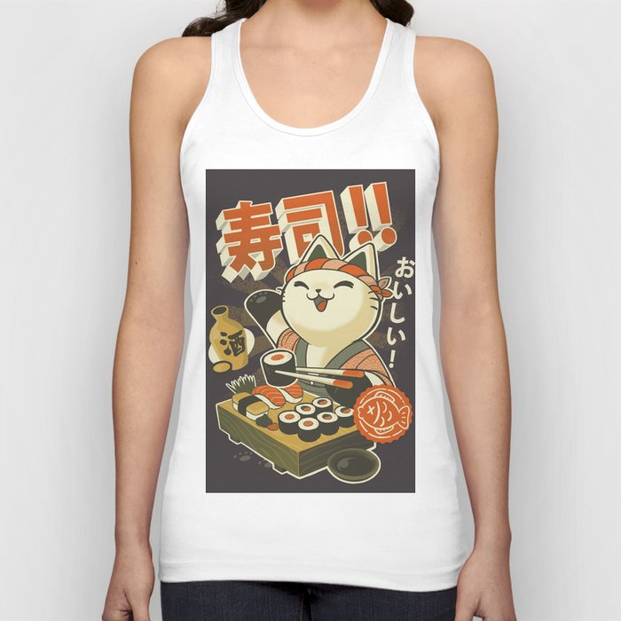 Græsse Mod ånd Cat Sushi Tank Top by Kera | Society6