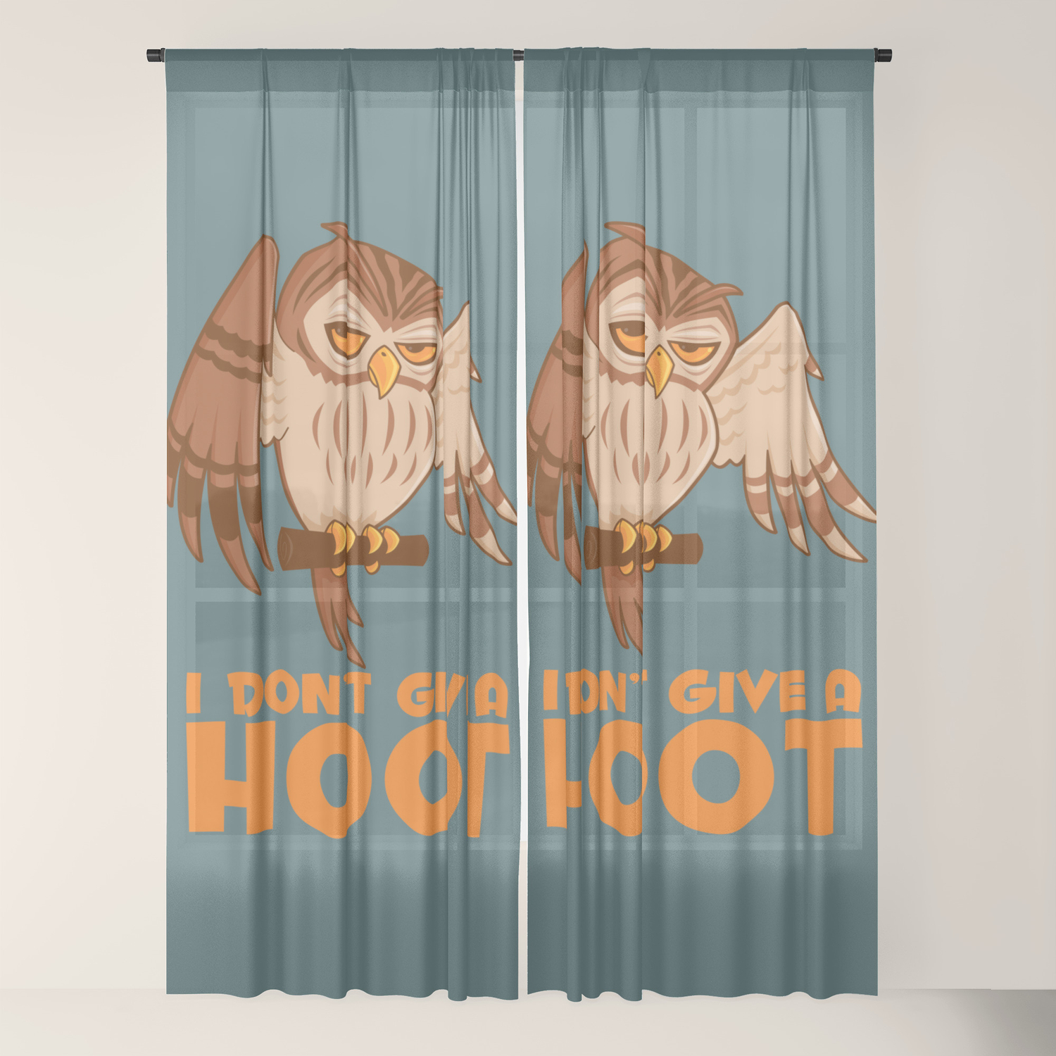 I Don T Give A Hoot Owl Sheer Curtain By Fizzgig Society6