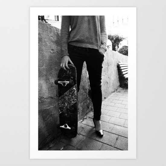 SkateBoard Girl Art Print