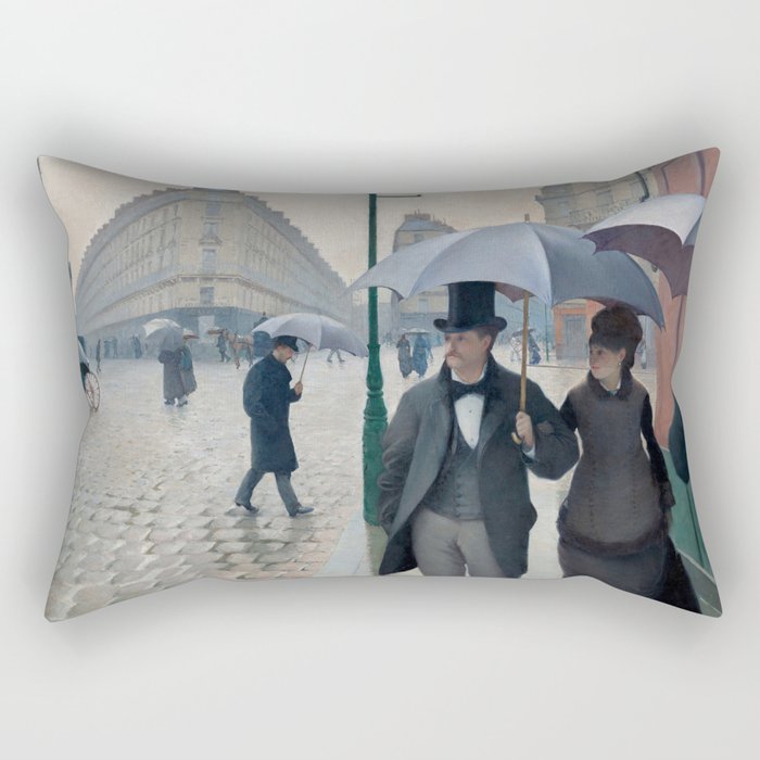 Paris Street Rainy Day (1877) Rectangular Pillow