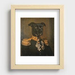 Pitbull General Portrait Painting | Dog Lovers! Recessed Framed Print