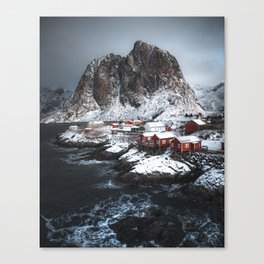 Hamnoy, little red cottages in Lofoten, Norway Canvas Print