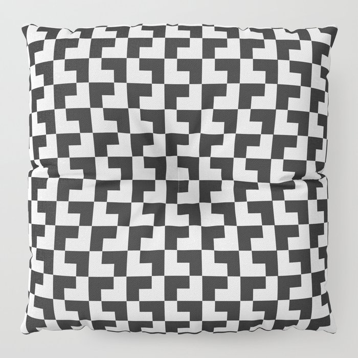 Black and White Tessellation Pattern - Graphic Design Floor Pillow
