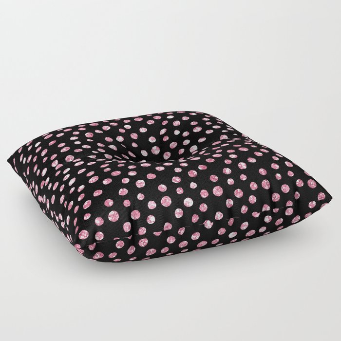Black Pink Spots Pattern Floor Pillow