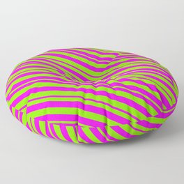 [ Thumbnail: Fuchsia and Green Colored Striped/Lined Pattern Floor Pillow ]