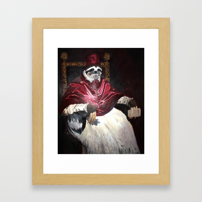 Pope Sloth Framed Art Print